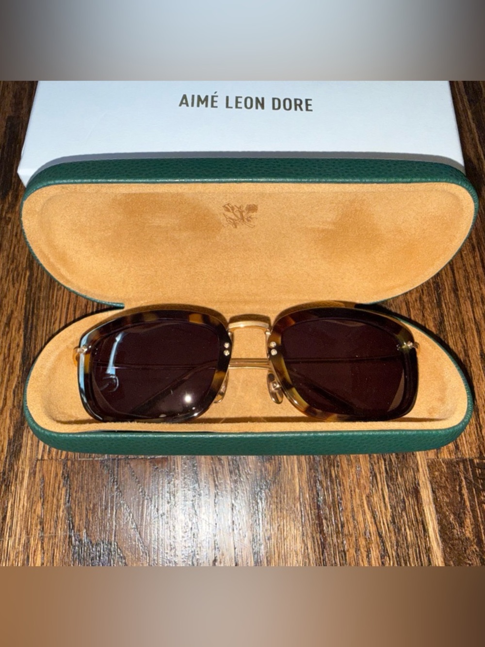 Aimé Leon Dore ALD Ace Titanium Sunglasses Havana Tortoise w/ Leather Case